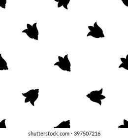 Modern kids b&w seamless pattern with tulip. Hand drawn graphic with black cute minimalistic scandinavian cartoon elements on white background