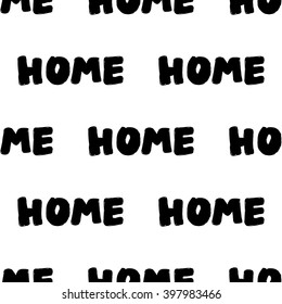 Modern kids b&w seamless pattern with home. Hand drawn graphic with black cute minimalistic scandinavian cartoon elements on white background