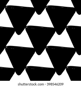 Modern kids b&w seamless pattern with delta. Hand drawn graphic with black cute minimalistic scandinavian cartoon elements on white background