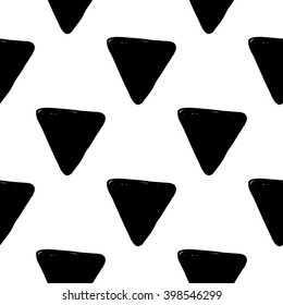Modern kids b&w seamless pattern with delta. Hand drawn graphic with black cute minimalistic scandinavian cartoon elements on white background