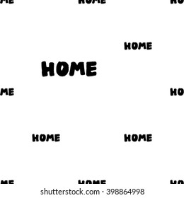 Modern kids b&w seamless pattern with home. Hand drawn graphic with black cute minimalistic scandinavian cartoon elements on white background