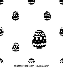 Modern kids b&w seamless pattern with easter egg. Hand drawn graphic with black cute minimalistic scandinavian cartoon elements on white background