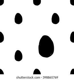 Modern kids b&w seamless pattern with egg. Hand drawn graphic with black cute minimalistic scandinavian cartoon elements on white background