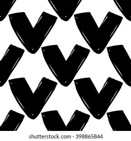Modern kids b&w seamless pattern with v. Hand drawn graphic with black cute minimalistic scandinavian cartoon elements on white background