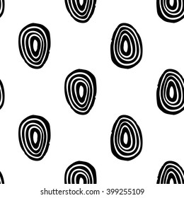 Modern kids b&w seamless pattern with line egg. Hand drawn graphic with black cute minimalistic scandinavian cartoon elements on white background