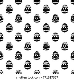 Modern kids b&w seamless pattern with easter egg. Hand drawn graphic black and white cute minimalistic scandinavian cartoon elements on white background