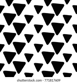 Modern kids b&w seamless pattern with delta. Hand drawn graphic black and white cute minimalistic scandinavian cartoon elements on white background