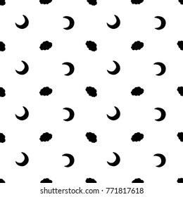 Modern kids b&w seamless pattern with cloud, new moon, line egg, egg, handprint, footprint, heart.