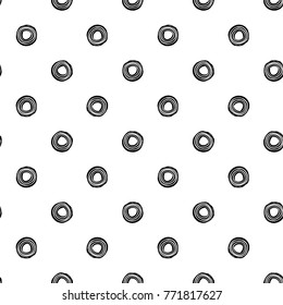 Modern kids b&w seamless pattern with line circle. Hand drawn graphic black and white cute minimalistic scandinavian cartoon elements on white background