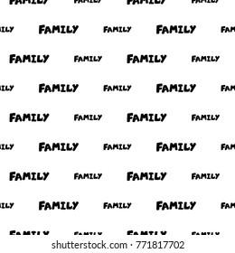 Modern kids b&w seamless pattern with family. Hand drawn graphic black and white cute minimalistic scandinavian cartoon elements on white background