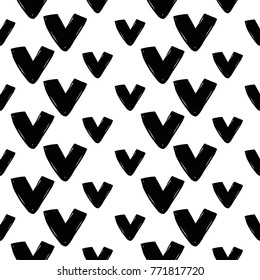Modern kids b&w seamless pattern with v. Hand drawn graphic black and white cute minimalistic scandinavian cartoon elements on white background