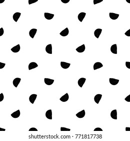 Modern kids b&w seamless pattern with half moon. Hand drawn graphic black and white cute minimalistic scandinavian cartoon elements on white background