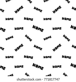 Modern kids b&w seamless pattern with home. Hand drawn graphic black and white cute minimalistic scandinavian cartoon elements on white background
