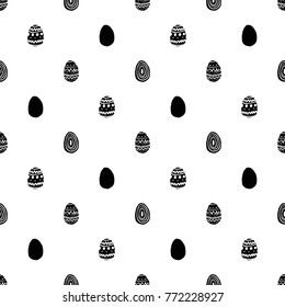 Modern kids b&w seamless pattern with ornament egg, easter egg, line egg, egg, handprint, footprint, heart.