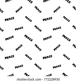 Modern kids b&w seamless pattern with peace. Hand drawn graphic black and white cute minimalistic scandinavian cartoon elements on white background