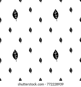 Modern kids b&w seamless pattern with plant leaf. Hand drawn graphic black and white cute minimalistic scandinavian cartoon elements on white background