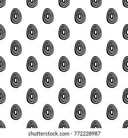 Modern kids b&w seamless pattern with line egg. Hand drawn graphic black and white cute minimalistic scandinavian cartoon elements on white background