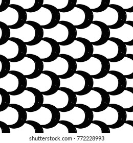 Modern kids b&w seamless pattern with new moon. Hand drawn graphic black and white cute minimalistic scandinavian cartoon elements on white background