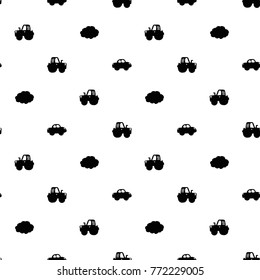 Modern kids b&w seamless pattern with car, cloud, tractor, handprint, footprint, heart. Hand drawn graphic black and white cute minimalistic scandinavian cartoon elements isolated on white background