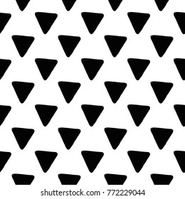 Modern kids b&w seamless pattern with delta. Hand drawn graphic black and white cute minimalistic scandinavian cartoon elements on white background