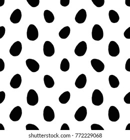 Modern kids b&w seamless pattern with egg. Hand drawn graphic black and white cute minimalistic scandinavian cartoon elements on white background