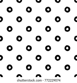 Modern kids b&w seamless pattern with dot. Hand drawn graphic black and white cute minimalistic scandinavian cartoon elements on white background