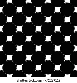 Modern kids b&w seamless pattern with circle. Hand drawn graphic black and white cute minimalistic scandinavian cartoon elements on white background