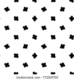 Modern kids b&w seamless pattern with clover. Hand drawn graphic black and white cute minimalistic scandinavian cartoon elements on white background