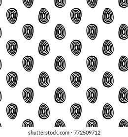 Modern kids b&w seamless pattern with line egg. Hand drawn graphic black and white cute minimalistic scandinavian cartoon elements on white background