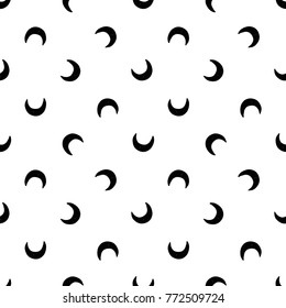 Modern kids b&w seamless pattern with new moon. Hand drawn graphic black and white cute minimalistic scandinavian cartoon elements on white background