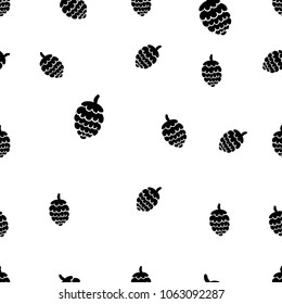 Modern kids scandinavian seamless pattern with pine cone. Simple cute nordic illustrations on white background.