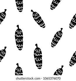 Modern kids scandinavian seamless pattern with fir cone. Simple cute nordic illustrations on white background.