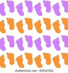 Modern kids soft colored pattern with foot print