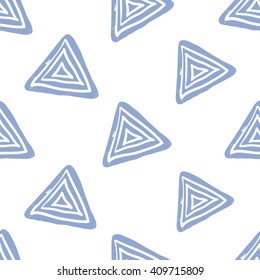 Modern kids soft colored seamless pattern with pyramid. Hand drawn graphic with tender cute minimalistic scandinavian cartoon elements isolated on white background