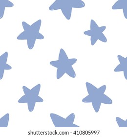 Modern kids soft colored seamless pattern with star. Hand drawn graphic with tender cute minimalistic scandinavian cartoon elements isolated on white background
