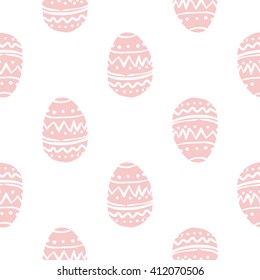 Modern kids soft colored seamless pattern with ornament egg. Hand drawn graphic with tender cute minimalistic scandinavian cartoon elements isolated on white background