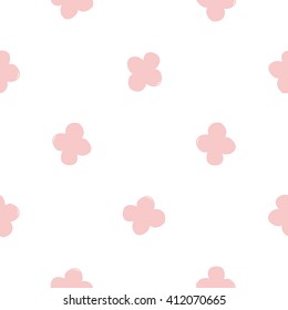Modern kids soft colored seamless pattern with clover. Hand drawn graphic with tender cute minimalistic scandinavian cartoon elements isolated on white background