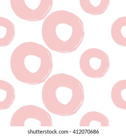 Modern kids soft colored seamless pattern with dot. Hand drawn graphic with tender cute minimalistic scandinavian cartoon elements isolated on white background