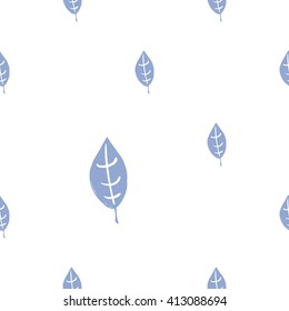 Modern kids soft colored seamless pattern with plant leaf. Hand drawn graphic with tender cute minimalistic scandinavian cartoon elements isolated on white background
