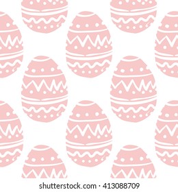 Modern kids soft colored seamless pattern with ornament egg. Hand drawn graphic with tender cute minimalistic scandinavian cartoon elements isolated on white background