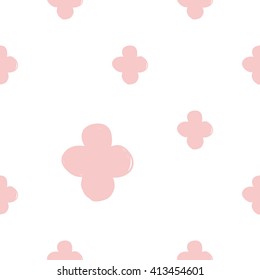 Modern kids soft colored seamless pattern with clover. Hand drawn graphic with tender cute minimalistic scandinavian cartoon elements isolated on white background