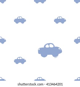 Modern kids soft colored seamless pattern with car. Hand drawn graphic with tender cute minimalistic scandinavian cartoon elements isolated on white background