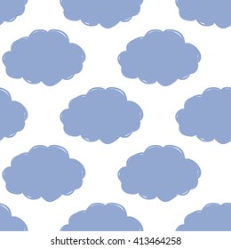 Modern kids soft colored seamless pattern with cloud. Hand drawn graphic with tender cute minimalistic scandinavian cartoon elements isolated on white background