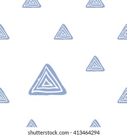 Modern kids soft colored seamless pattern with pyramid. Hand drawn graphic with tender cute minimalistic scandinavian cartoon elements isolated on white background