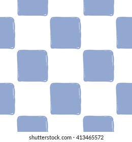 Modern kids soft colored seamless pattern with square. Hand drawn graphic with tender cute minimalistic scandinavian cartoon elements isolated on white background