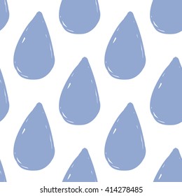 Modern kids soft colored seamless pattern with drop. Hand drawn graphic with tender cute minimalistic scandinavian cartoon elements isolated on white background
