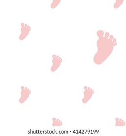 Modern kids soft colored seamless pattern with foot print. Hand drawn graphic with tender cute minimalistic scandinavian cartoon elements isolated on white background