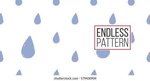 Modern kids soft colored seamless pattern with drop. Hand drawn graphic with tender cute minimalistic scandinavian cartoon elements isolated on white background