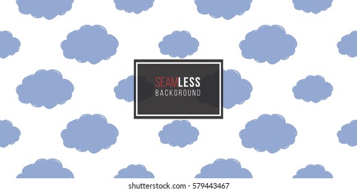 Modern kids soft colored seamless pattern with cloud. Hand drawn graphic with tender cute minimalistic scandinavian cartoon elements isolated on white background