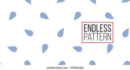 Modern kids soft colored seamless pattern with drop. Hand drawn graphic with tender cute minimalistic scandinavian cartoon elements isolated on white background